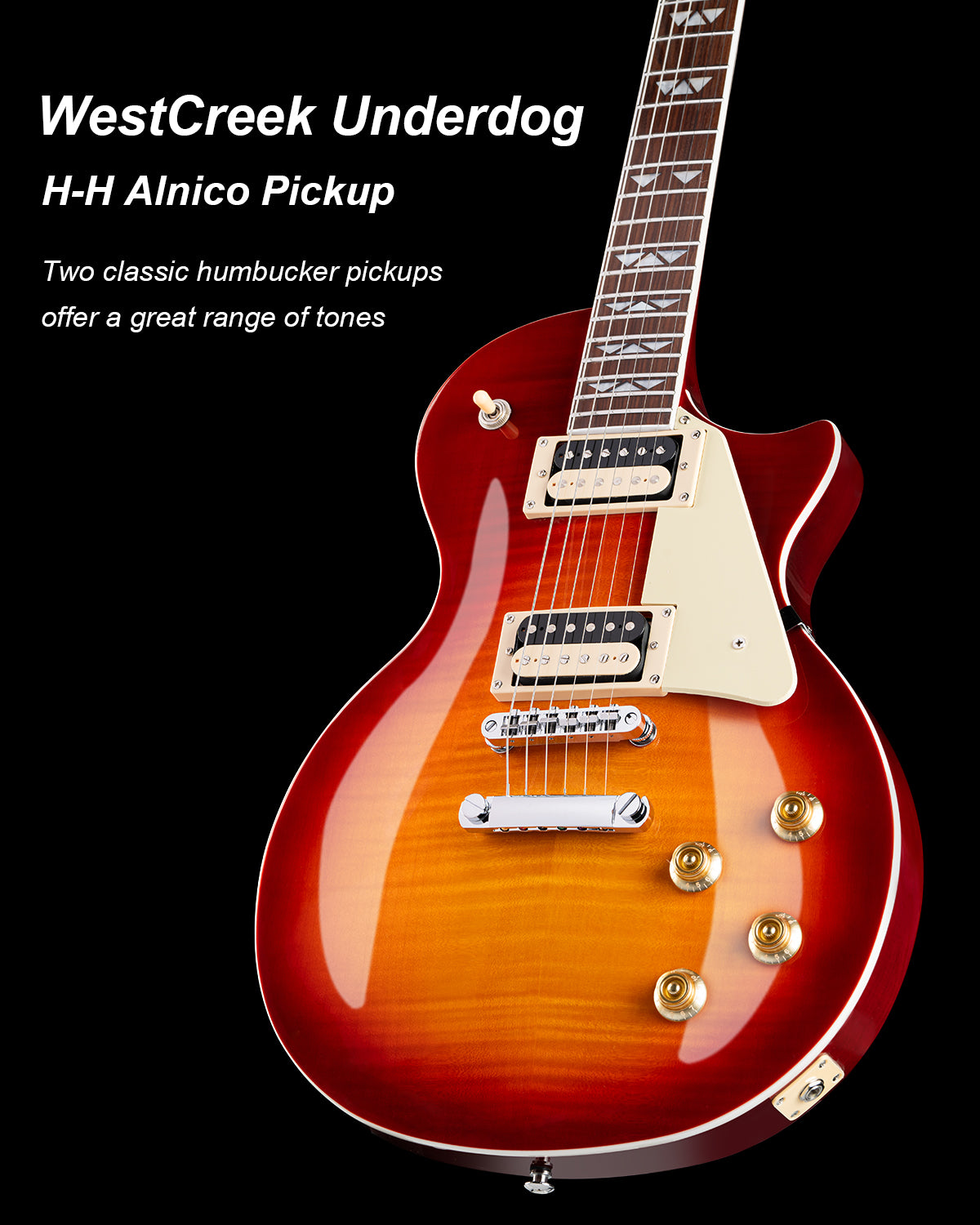 WestCreek Underdog Solid Body Electric Guitar, Mahogany Body, Maple Neck, Rosewood Fretboard, Rounded End Frets, Bone Nut, 22 Frets