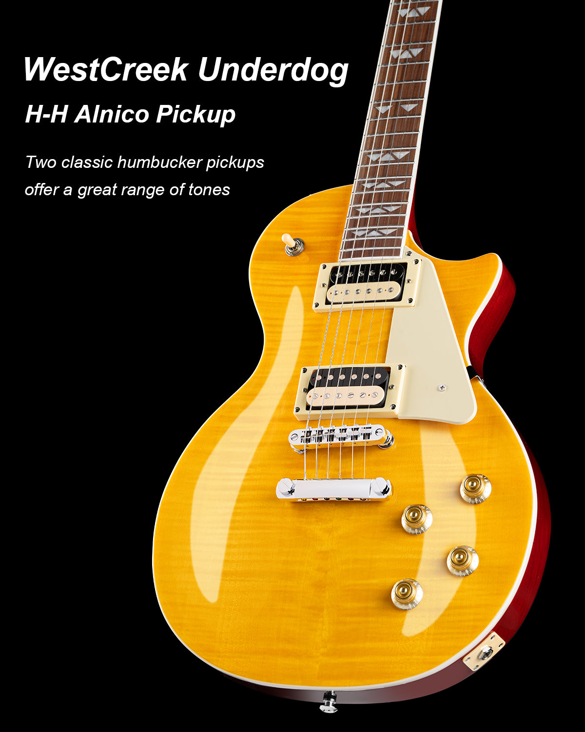 WestCreek Underdog Solid Body Electric Guitar, Mahogany Body, Maple Neck, Rosewood Fretboard, Rounded End Frets, Bone Nut, 22 Frets