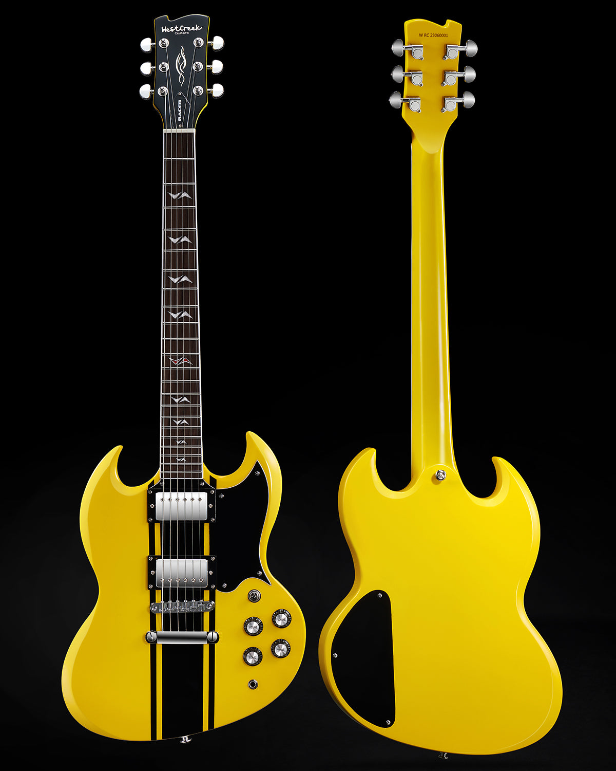 WestCreek RACER Solid Body Electric Guitar, Double Cut guitar, Rounded End Frets, Bone nut, Rosewood Fingerboard, Mahogany Body