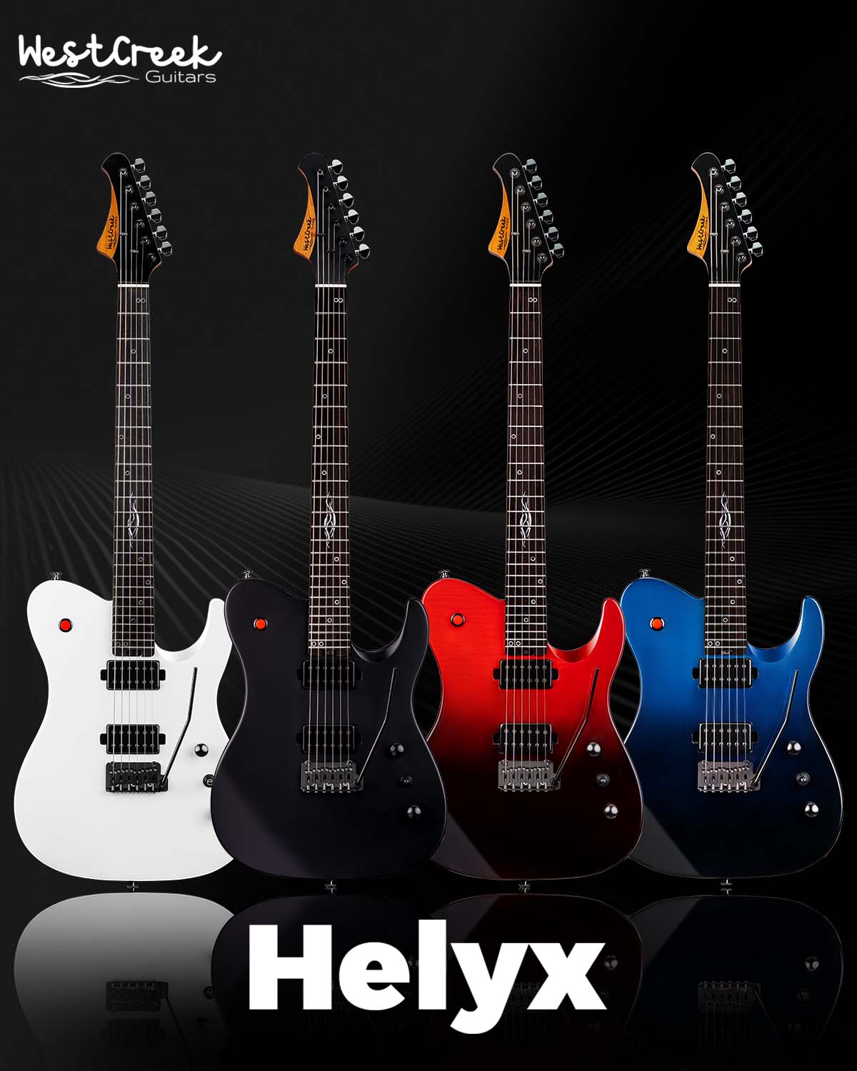WestCreek Helyx Solid Body Electric Guitar, Mahogany Body, Maple Neck, Rosewood Fretboard, Rounded End Frets, Bone Nut, 24 Frets&nbsp;