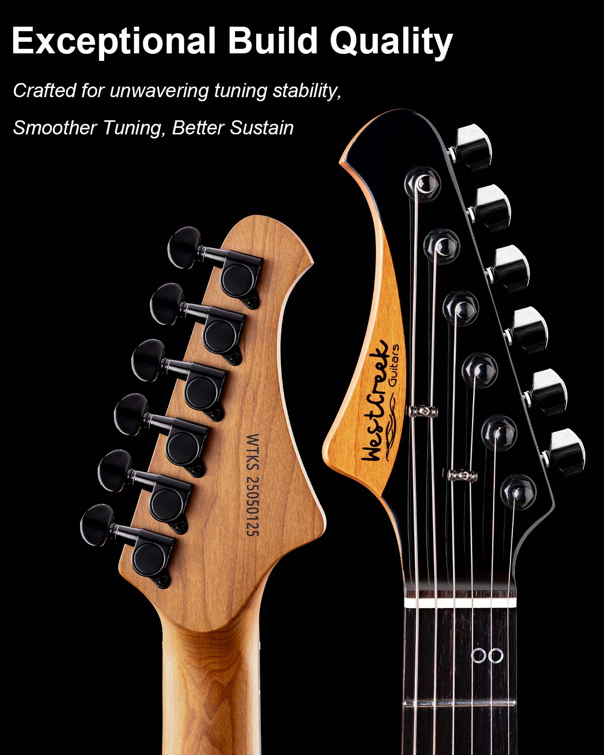 WestCreek Helyx Solid Body Electric Guitar, Mahogany Body, Maple Neck, Rosewood Fretboard, Rounded End Frets, Bone Nut, 24 Frets&nbsp;